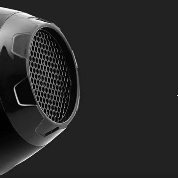 Black hair dryer with honeycomb grille for effective home hairdressing and negative ion care