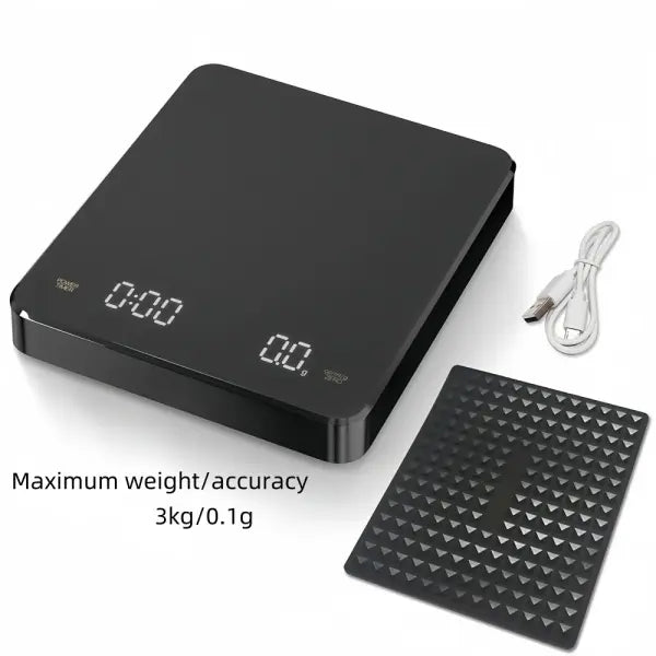 High-precision Electronic Coffee Scale with Waterproof Pad LED Display USB Timing Professional Home Coffee Accessories