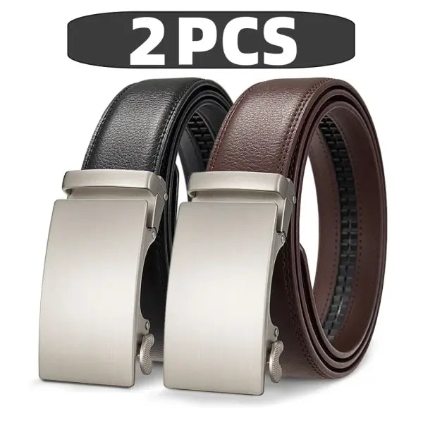 Genuine Leather Ratchet Belt Adjustable Automatic Buckle Precision Fit