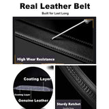 Genuine Leather Ratchet Belt Adjustable Automatic Buckle Precision Fit