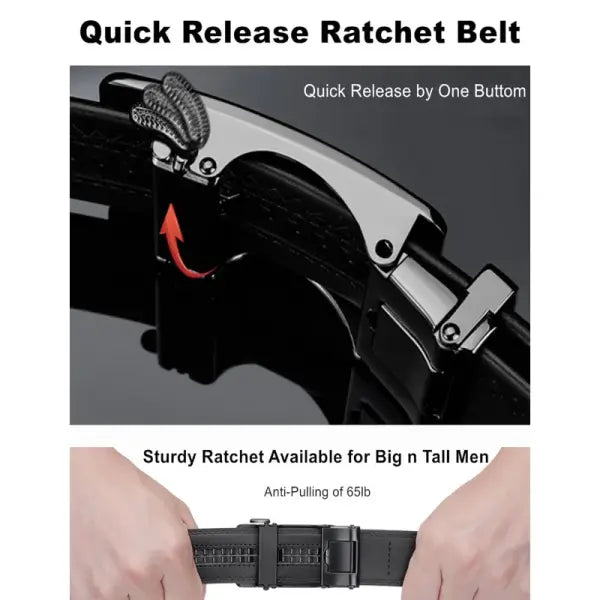Genuine Leather Ratchet Belt Adjustable Automatic Buckle Precision Fit