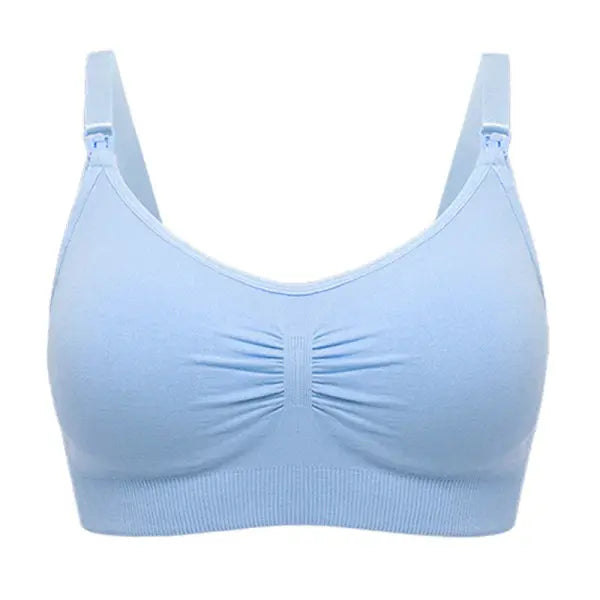 High Quality Plus Size Nursing Bra Breathable Women Breastfeeding Underwear Seamless Maternity Bra Push Up - Blue / L