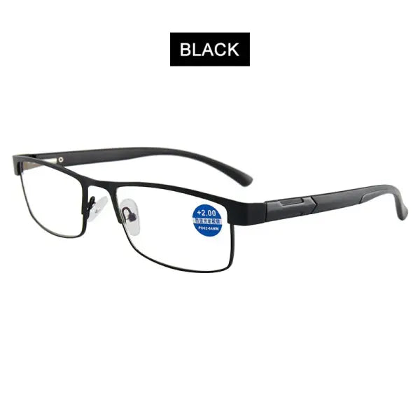 Stainless Steel Reading Glasses for Men and Women H80217LH - Black / +100