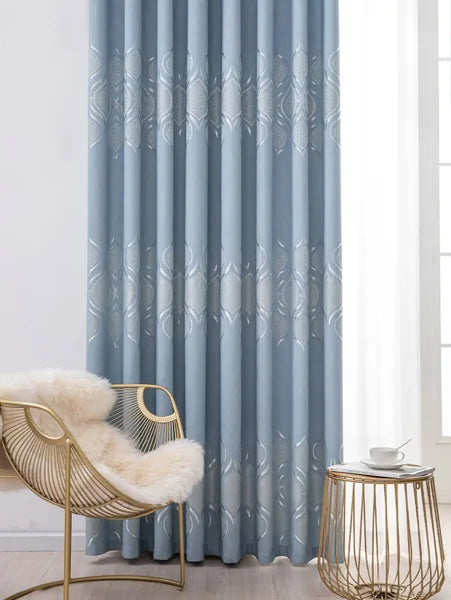 High Shading Blue Polyester Blackout Curtains - Modern Luxury Window Blinds