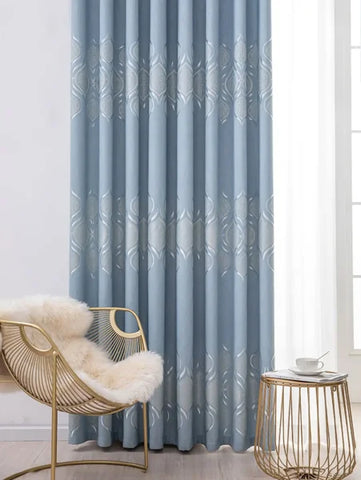 High Shading Blue Polyester Blackout Curtains - Modern Luxury Window Blinds