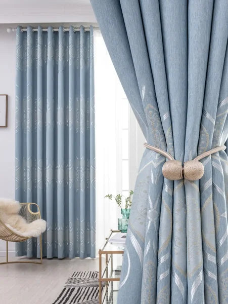 High Shading Blue Polyester Blackout Curtains - Modern Luxury Window Blinds - blue / 1pc W39.4xL78.7inch / Grommet Top