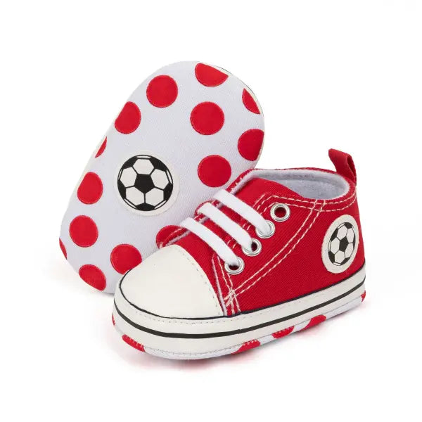 High-Top Baby Sneakers – First Walkers Classic Canvas Casual Shoes Soft Cotton Anti-Slip Sole - Red3 / 12-18 Months