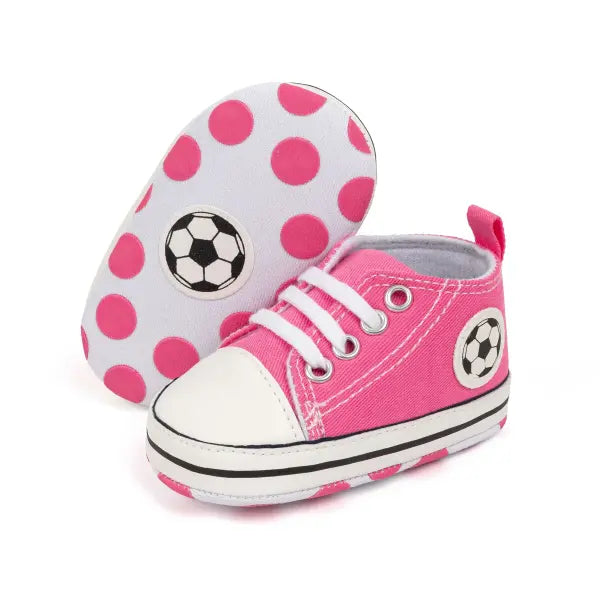 High-Top Baby Sneakers – First Walkers Classic Canvas Casual Shoes Soft Cotton Anti-Slip Sole - Pink3 / 12-18 Months