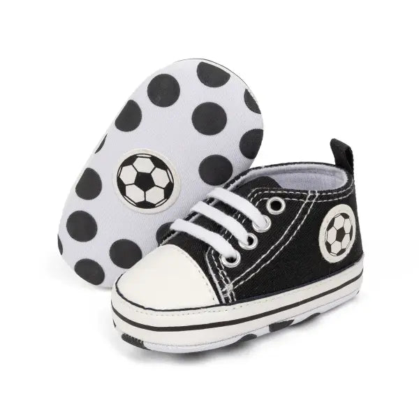 High-Top Baby Sneakers – First Walkers Classic Canvas Casual Shoes Soft Cotton Anti-Slip Sole - Black3 / 0-6 Months