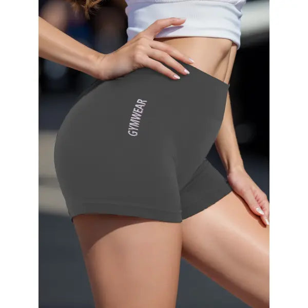 High Waist Cycling Yoga Shorts Mid Thigh Length Breathable Fitness Pants - GRAY / XXL