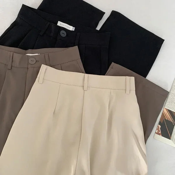 High Waist Women's Suit Pants - Straight Leg Korean Fashion Trousers for Office & Casual - Himpall