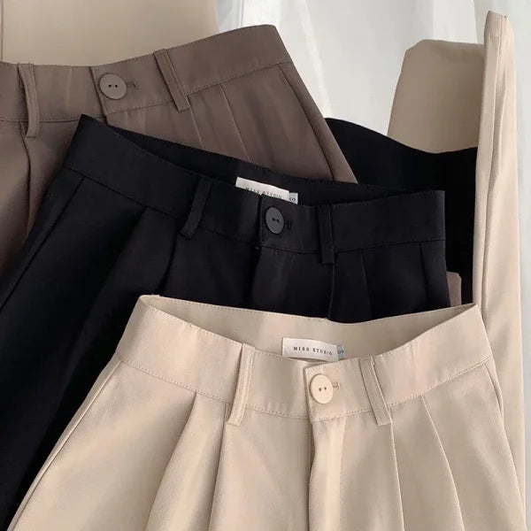 High Waist Women's Suit Pants - Straight Leg Korean Fashion Trousers for Office & Casual - Himpall