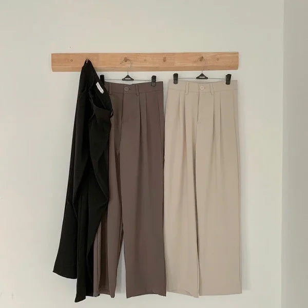 High Waist Women's Suit Pants - Straight Leg Korean Fashion Trousers for Office & Casual - Himpall