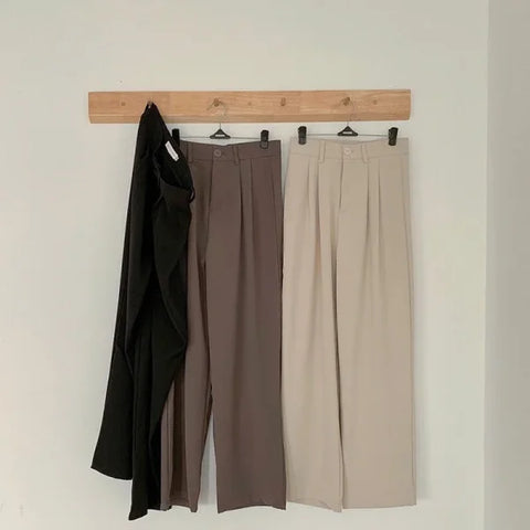 High Waist Women's Suit Pants - Straight Leg Korean Fashion Trousers for Office & Casual - Himpall