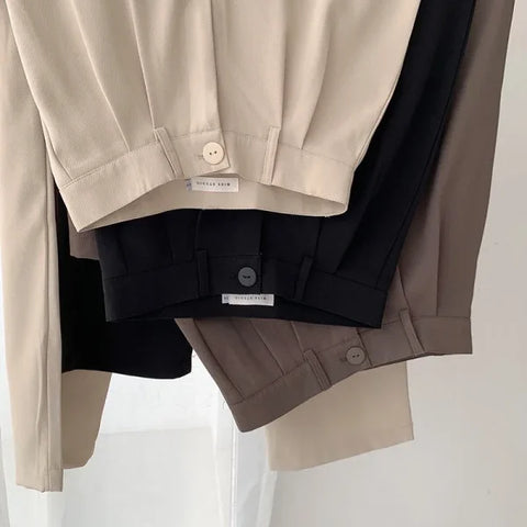 High Waist Women's Suit Pants - Straight Leg Korean Fashion Trousers for Office & Casual - Himpall