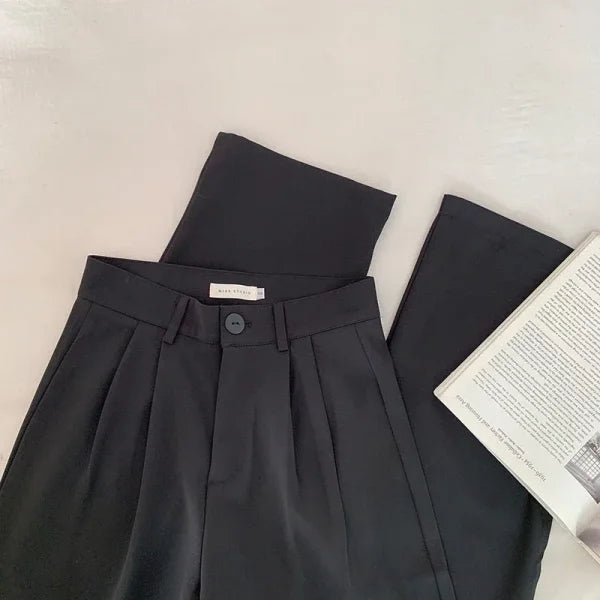 High Waist Women's Suit Pants - Straight Leg Korean Fashion Trousers for Office & Casual - Himpall