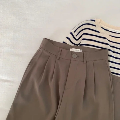 High Waist Women's Suit Pants - Straight Leg Korean Fashion Trousers for Office & Casual - Himpall