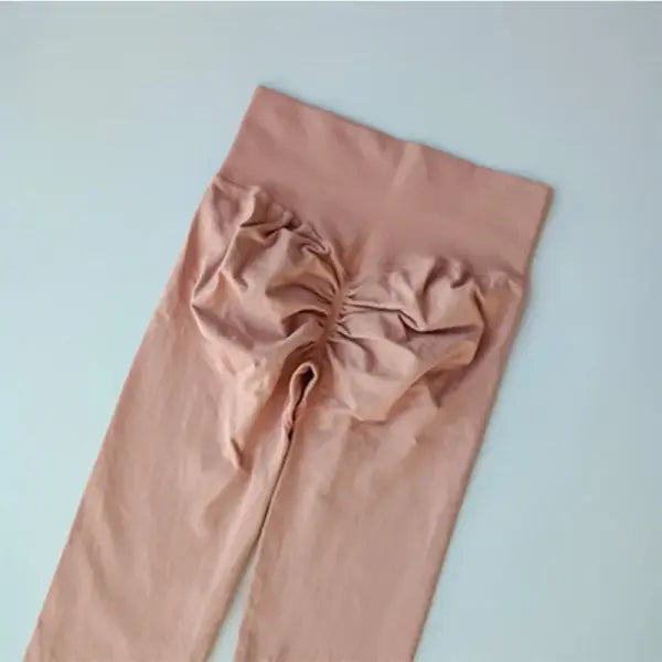 Women’s High Waist Seamless Yoga Pants - Push Up Scrunch Butt Leggings for Gym and Fitness - Sand Pink / S / CHINA