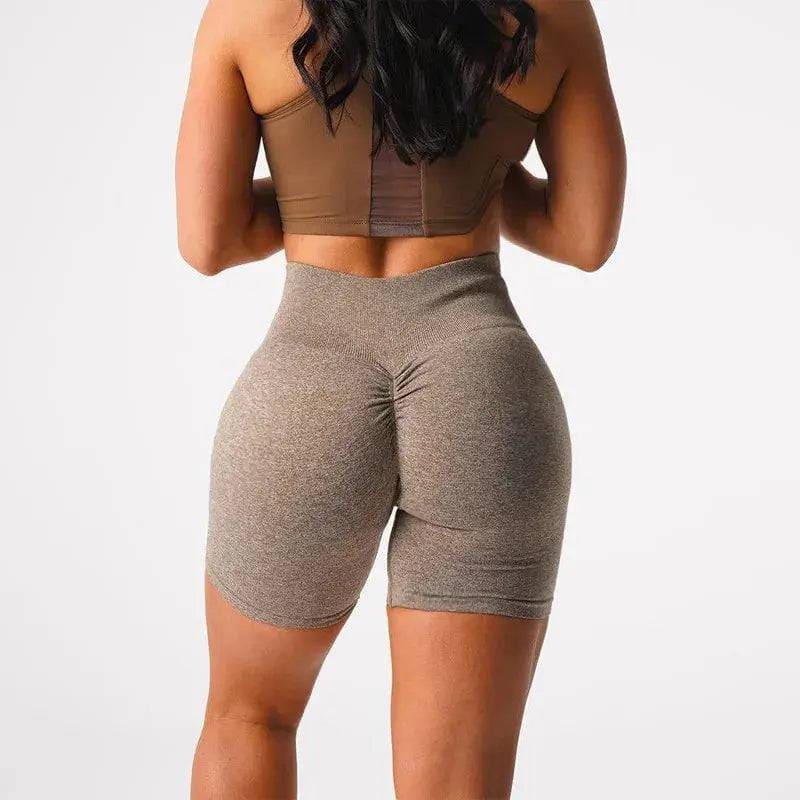 High Waist Yoga Shorts - Seamless Hip-Lifting Gym Tights