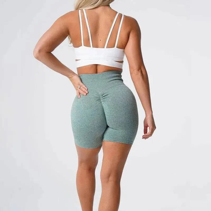 High Waist Yoga Shorts - Seamless Hip-Lifting Gym Tights