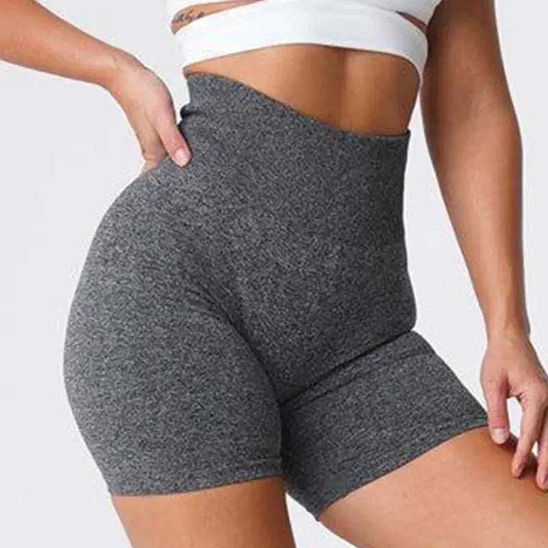 High Waist Yoga Shorts - Seamless Hip-Lifting Gym Tights