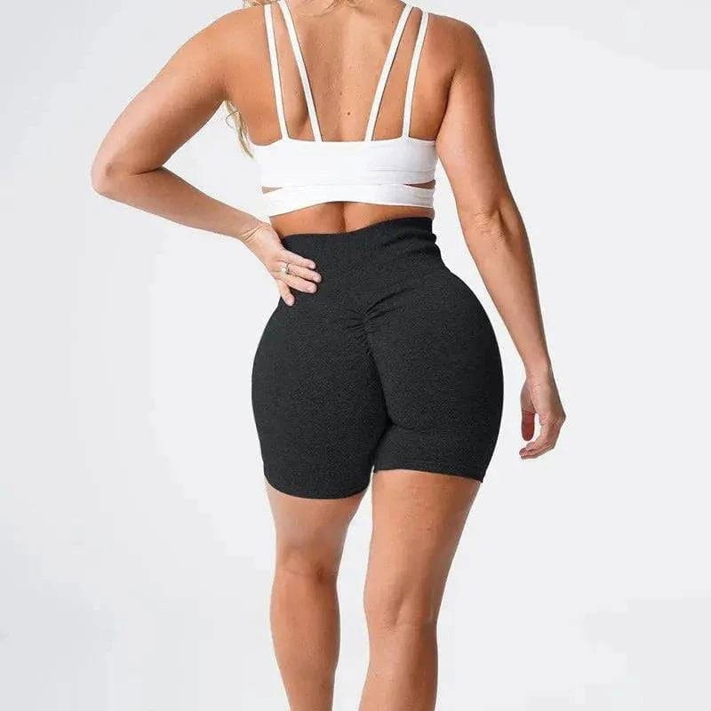 High Waist Yoga Shorts - Seamless Hip-Lifting Gym Tights