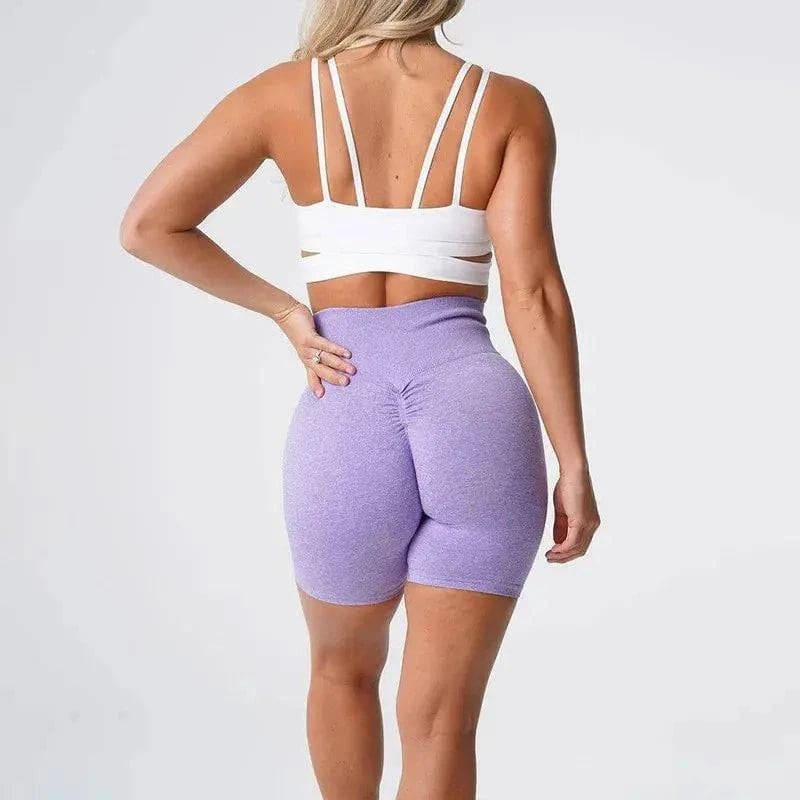 High Waist Yoga Shorts - Seamless Hip-Lifting Gym Tights