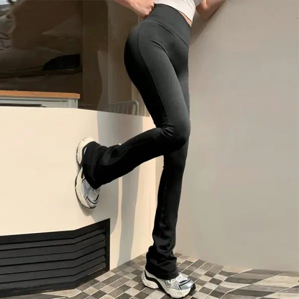 High Waisted Compression Without Awkward Lines Micro Flared Yoga Outdoor Wear Seamless Elastic Fitness Pants Lifting