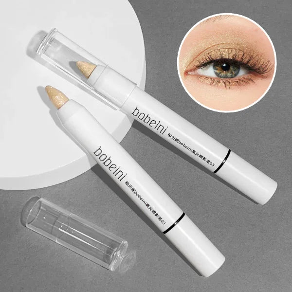Highlighter & Brightening Silkworm Pen – Pearlescent Matte Burst Eyeshadow Pencil, Long-Lasting Eye Makeup Stick - Himpall
