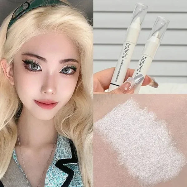 Highlighter & Brightening Silkworm Pen – Pearlescent Matte Burst Eyeshadow Pencil, Long-Lasting Eye Makeup Stick - Himpall