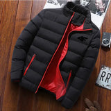 HimPall Mens Autumn Winter Zipper Cotton Coat - Black Red2 / 4XL
