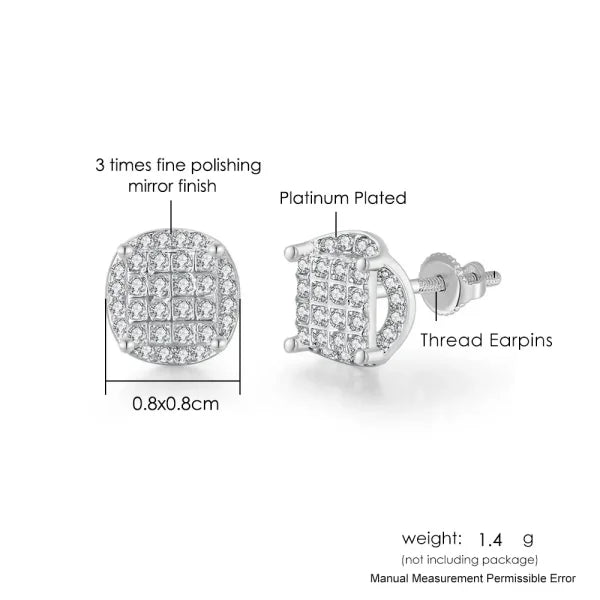 Hip-Hop Iced Out Zircon Stud Earrings for Men – Gold Color Jewelry - Himpall