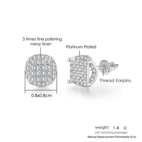 Hip-Hop Iced Out Zircon Stud Earrings for Men – Gold Color Jewelry - Himpall