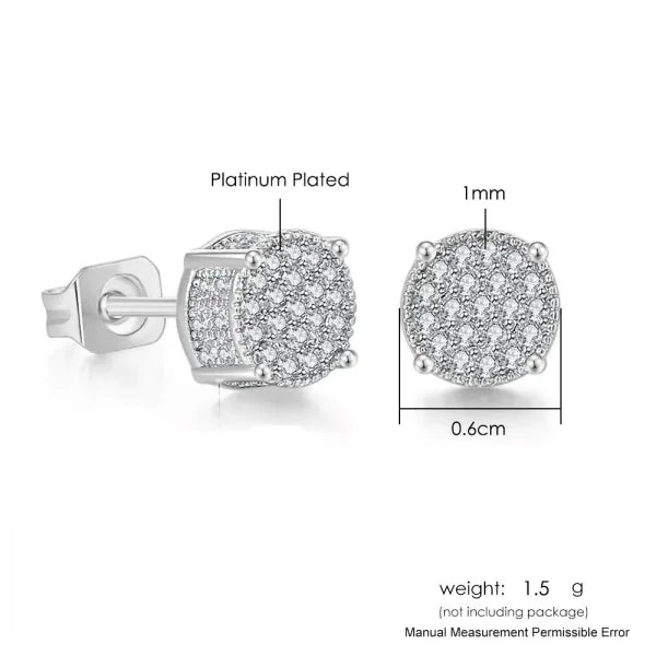 Hip-Hop Iced Out Zircon Stud Earrings for Men – Gold Color Jewelry - Himpall