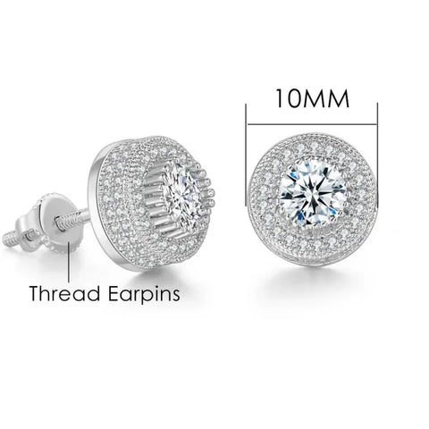 Hip-Hop Iced Out Zircon Stud Earrings for Men – Gold Color Jewelry - Himpall