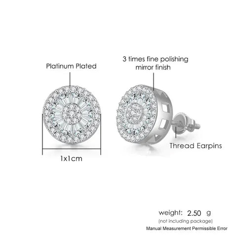 Hip-Hop Iced Out Zircon Stud Earrings for Men – Gold Color Jewelry - Himpall