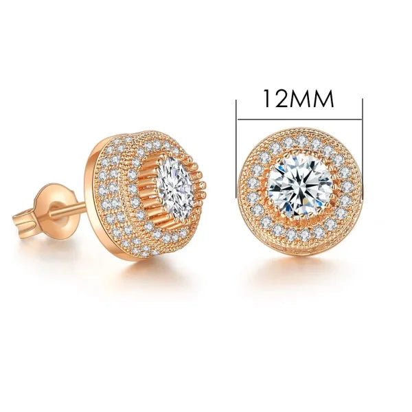 Hip-Hop Iced Out Zircon Stud Earrings for Men – Gold Color Jewelry - Himpall