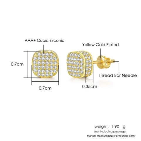 Hip-Hop Iced Out Zircon Stud Earrings for Men – Gold Color Jewelry - Himpall