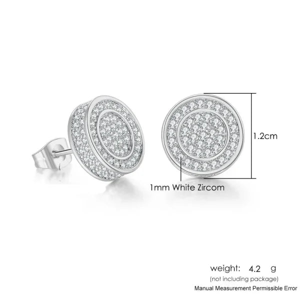 Hip-Hop Iced Out Zircon Stud Earrings for Men – Gold Color Jewelry - Himpall