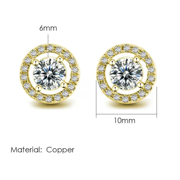 Hip-Hop Iced Out Zircon Stud Earrings for Men – Gold Color Jewelry - Himpall