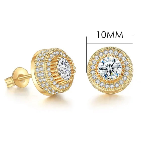 Hip-Hop Iced Out Zircon Stud Earrings for Men – Gold Color Jewelry - Himpall