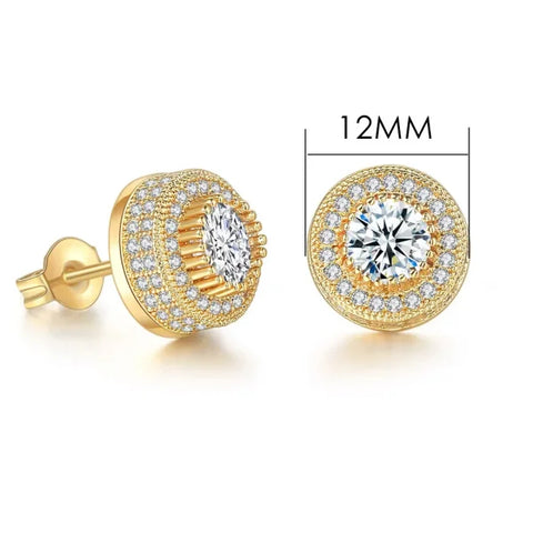 Hip-Hop Iced Out Zircon Stud Earrings for Men – Gold Color Jewelry - Himpall