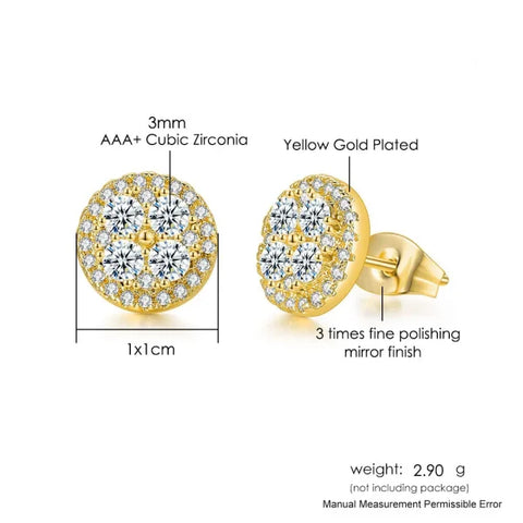 Hip-Hop Iced Out Zircon Stud Earrings for Men – Gold Color Jewelry - Himpall