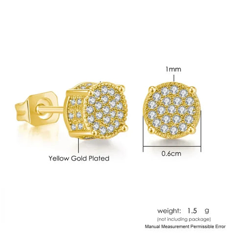 Hip-Hop Iced Out Zircon Stud Earrings for Men – Gold Color Jewelry - Himpall