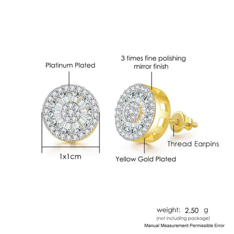 Hip-Hop Iced Out Zircon Stud Earrings for Men – Gold Color Jewelry - Himpall
