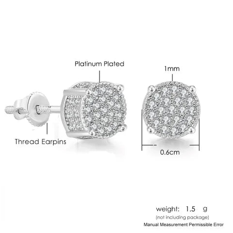 Hip-Hop Iced Out Zircon Stud Earrings for Men – Gold Color Jewelry - Himpall
