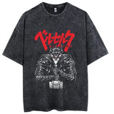 Men’s Hip Hop Streetwear T-Shirt - Retro Vintage Washed Anime Graphic Tee - Harajuku Oversized Cotton Top - Black5 / XL