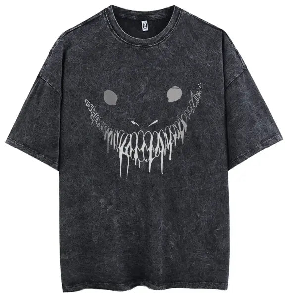 Men’s Hip Hop Streetwear T-Shirt - Retro Vintage Washed Anime Graphic Tee - Harajuku Oversized Cotton Top - Black3 / M