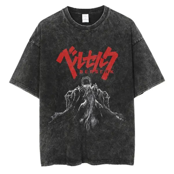 Men’s Hip Hop Streetwear T-Shirt - Retro Vintage Washed Anime Graphic Tee - Harajuku Oversized Cotton Top