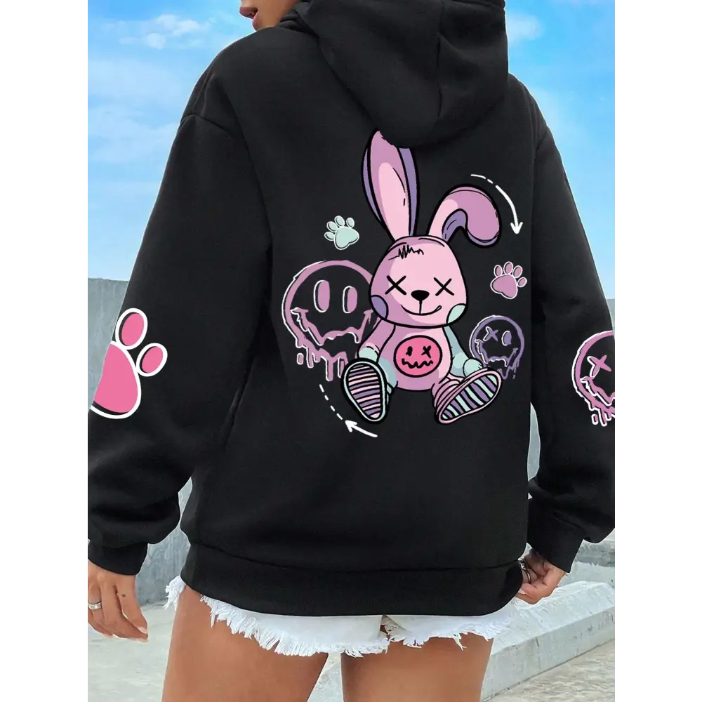 Hip Hop Street Casual Printed Female Hoodies Fashion Hoodie Oversize Loose New Sweatshirts Autumn Warm Fleece Clothing